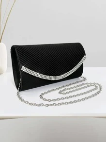 SIIZA 閃爍閃亮的鑽石手拿包，閃耀奢華，優雅精緻，為女士的手拿包和緞製手提袋，正式婚禮晚會禮金袋小型1PC晚餐袋，派對女孩、女人的晚裝包，適合派對、婚禮、舞會、晚餐/宴會，是送給女士最好的禮物 - 黑色 - 查看 3