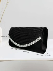 SIIZA 閃爍閃亮的鑽石手拿包，閃耀奢華，優雅精緻，為女士的手拿包和緞製手提袋，正式婚禮晚會禮金袋小型1PC晚餐袋，派對女孩、女人的晚裝包，適合派對、婚禮、舞會、晚餐/宴會，是送給女士最好的禮物 - 黑色 - 查看 6