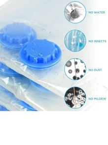 6 Packs Space Saver Bags Compression Storage Bags For Comforters And Blankets, Vacuum Sealer Bags For Clothes Storage, Hand Pump Included - Clear - View 6