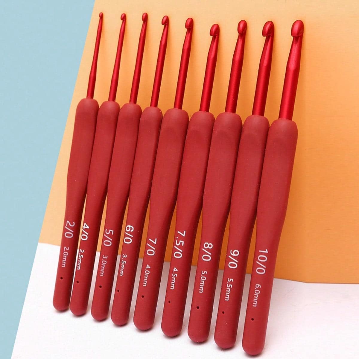 Juego de ganchos de crochet de 3 piezas/5 piezas/9 piezas - Rojo - Ver 1