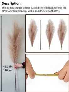 1入組滌綸人造蘆葦，用於家居裝飾現代人造植物 - 摩卡棕 - 查看 3