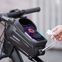 ROCKBROS Bike Phone Front Frame Bag Waterproof Bicycle Phone Mount Bag Hard Shell Bike Phone Pouch Cell Phone Case Compatible With IPhone 11/12 Pro XR XS Max 7 8 Plus Phones Below 6.8" - Black - View 6