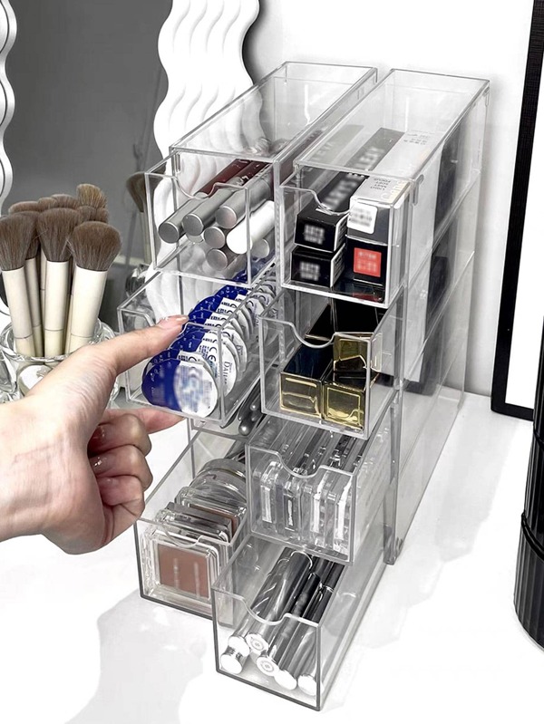 1pc Clear Multi-Layer Makeup Storage Box,For Holiday Beach, Bathroom Collection, Bedroom Collection, Large Capacity