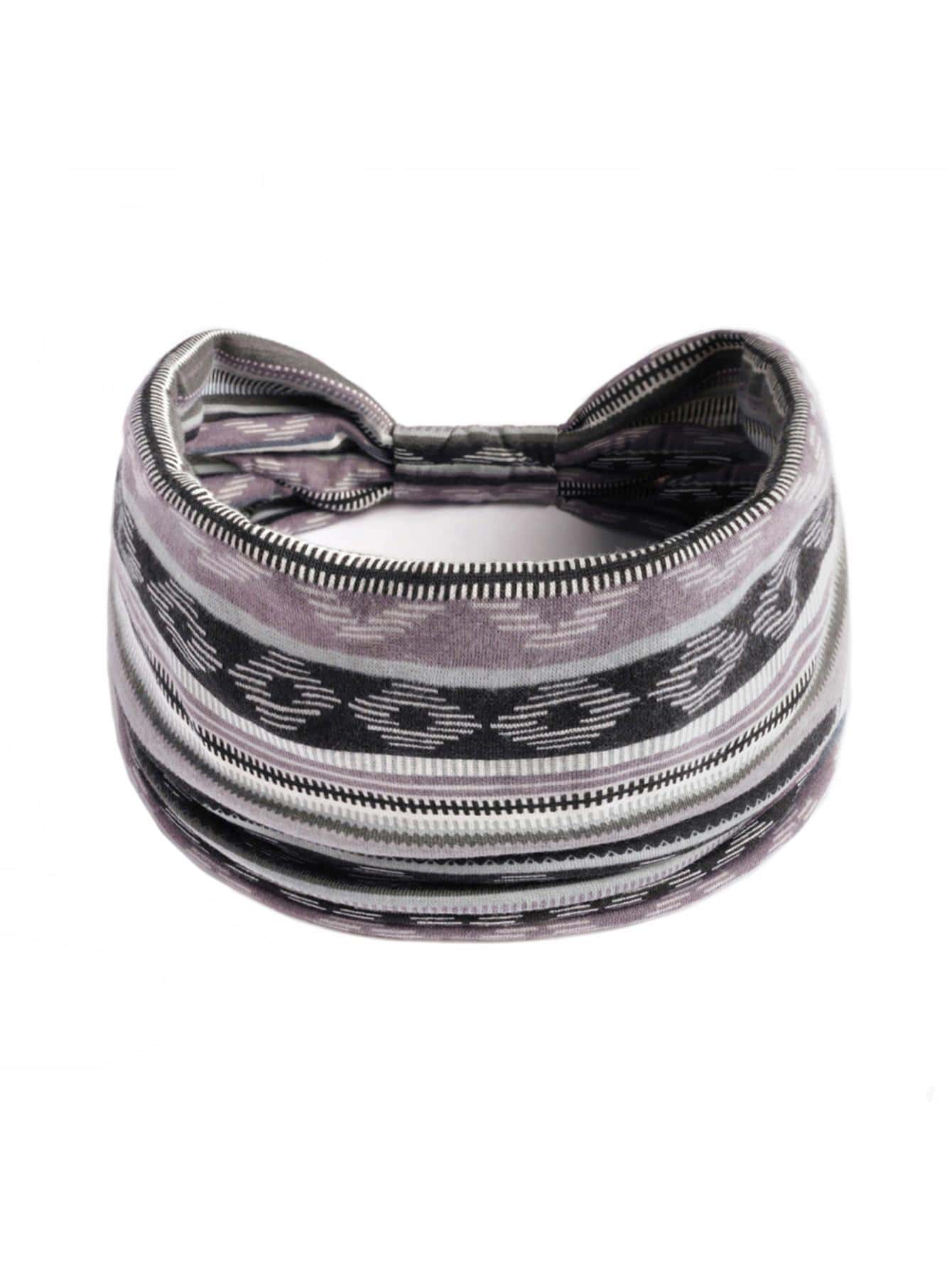 1pc Striped Headband With Elasticity, Wide Sports Headband For Women Running - Grey - View 1