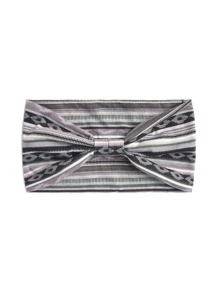 1pc Striped Headband With Elasticity, Wide Sports Headband For Women Running - Grey - View 2