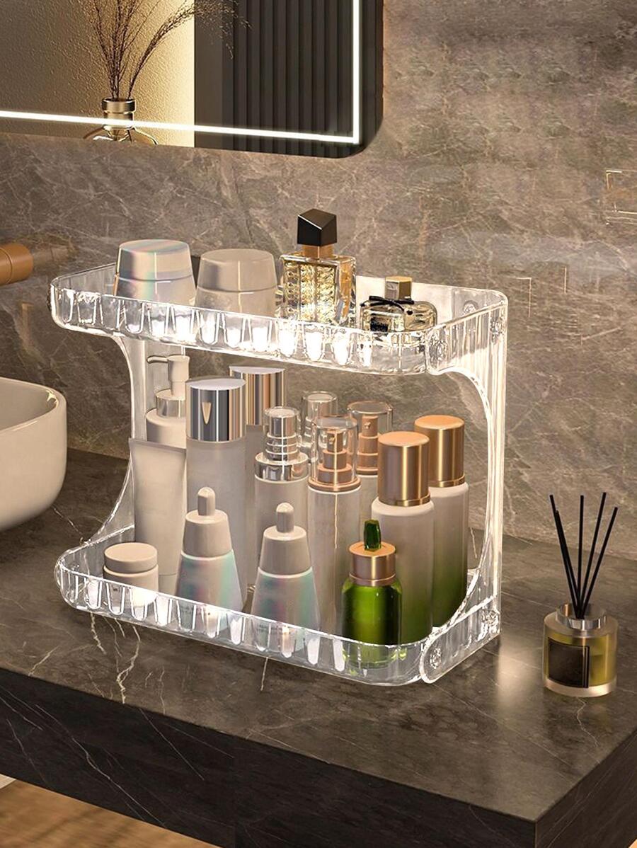 1pc Double Layer Bathroom Storage Rack