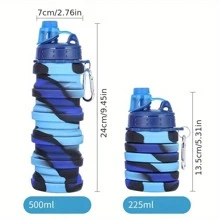 1入組可折疊矽膠水瓶 - 藍色 - 查看 2