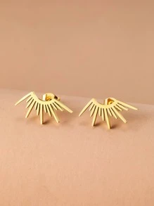Aomogo Stainless Steel Earrings 2023 Delicate Half Circle Sun Design Fashion Gothic Stud Earrings For Women Jewelry Party Gifts