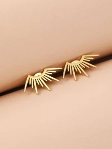 Aomogo Stainless Steel Earrings 2023 Delicate Half Circle Sun Design Fashion Gothic Stud Earrings For Women Jewelry Party Gifts