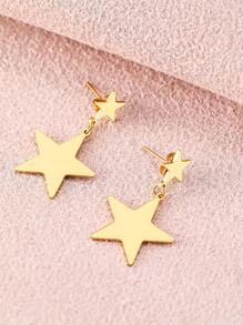 1對時尚雙星星吊墜耳墜適合女士日常裝飾朋友們禮品