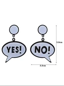 2 cái/bộ Hoa tai thả hình chữ cái - Đen và trắng - Xem 2