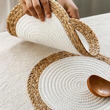 1pc Round Placemat, Modern Straw Anti-slip Table Mat For Household