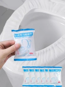 10 piezas Cubierta de asiento de inodoro desechable portátil - Blanco - Ver 1