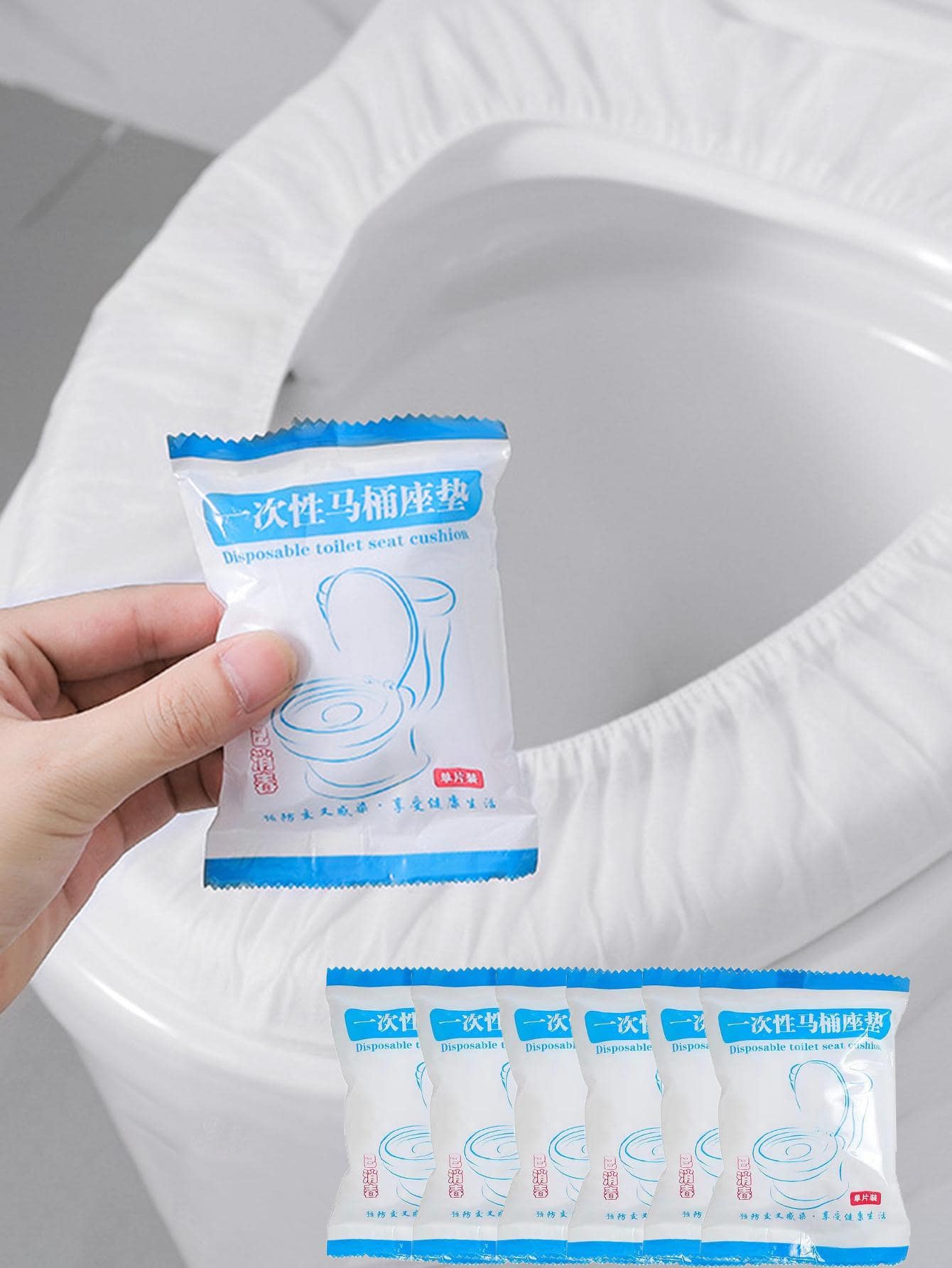 10 piezas Cubierta de asiento de inodoro desechable portátil - Blanco - Ver 1