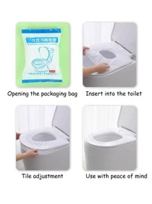 10 piezas Cubierta de asiento de inodoro desechable portátil - Blanco - Ver 5