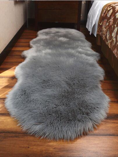 1pc Soft Faux Fur Rug Gray Fluffy Area Rug Machine Washable For Living Room,Bedroom ,Chair Couch ,Sofa Cover ,Bedroom Bedside Luxurious Modern Home Decor