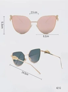 1 Phụ Nữ Khung Hình Học Cánh Trang Trí Kính Thời Trang Với Chuỗi Kính - Vàng - Xem 2