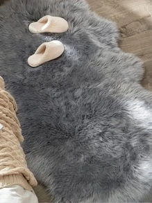 1pc Soft Faux Fur Rug Gray Fluffy Area Rug Machine Washable For Living Room,Bedroom ,Chair Couch ,Sofa Cover ,Bedroom Bedside Luxurious Modern Home Decor - Grey - View 3