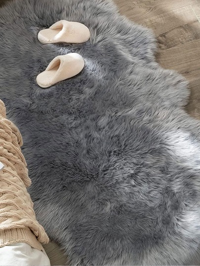 1pc Zachte Faux Fur Vloerkleed Grijs Fluffy Area Machine Washable Living Room,Bedroom ,Chair Couch ,Sofa Hoes ,Bedroom Bedside Luxurious Moderne Home view 3