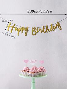 1入組標語圖案拉旗 - 金色 - 查看 4