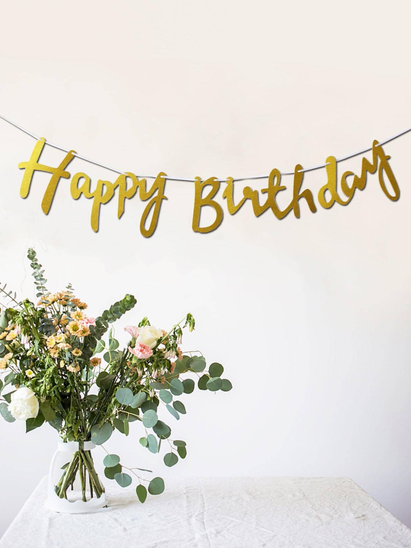 1入組標語圖案拉旗 - 金色 - 查看 1