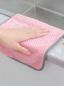 5入組素色清潔粉色的滌綸清潔適用於廚房 - 粉色 - 查看 1