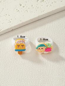 2入組/套卡通人物裝飾戒指 - 彩色 - 查看 4