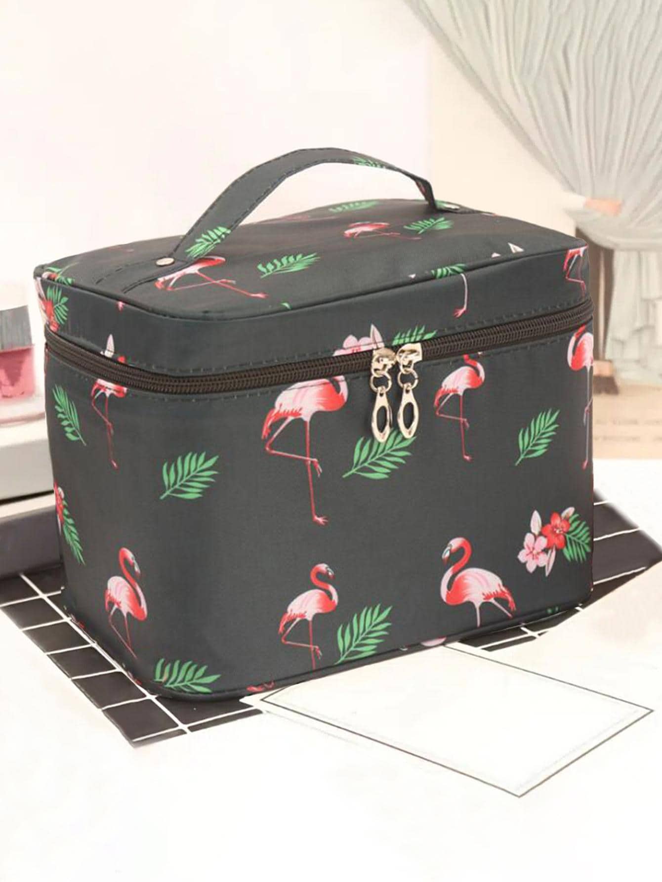 1pc Flamingo Print Toiletry Travel Bag