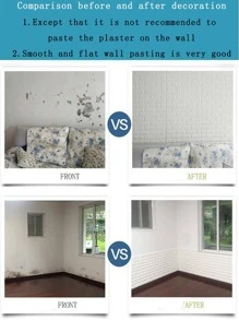 1 Giấy Dán Tường Họa Tiết Gạch - trắng - Xem 3