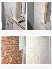 1 Giấy Dán Tường Họa Tiết Gạch - trắng - Xem 4