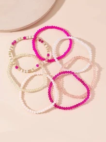 6入組波西米亞風格彩色水晶女士假期手環 - 彩色 - 查看 3