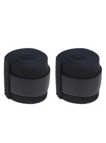 2 piezas Vendaje profesional negro poliamida boxeo para competencia