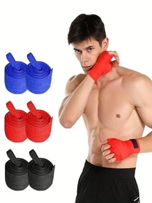 2 piezas Vendaje profesional negro poliamida boxeo para competencia
