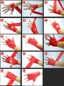 2 piezas Vendaje profesional negro poliamida boxeo para competencia