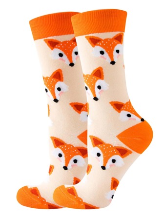 Fox Pattern Crew Socks, Fall