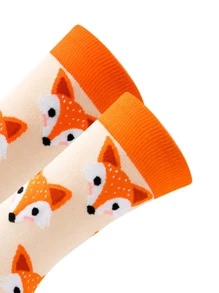 Fox Pattern Crew Socks, Fall