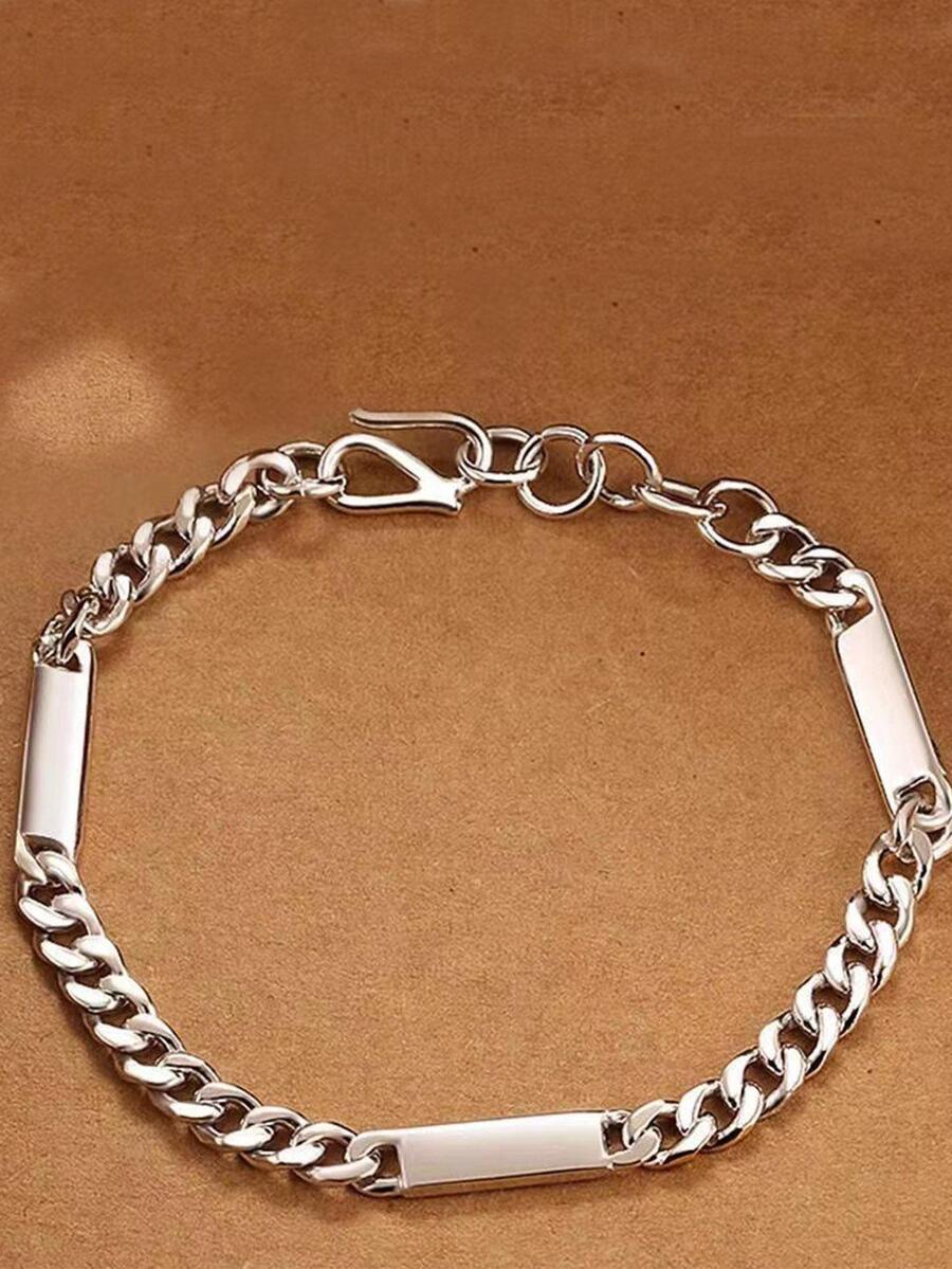 Pulsera de cadena con diseño de eslabones para hombre, regalo de joyería elegante Popular a la moda Simple y elegante para hombres - Plateado - Ver 1