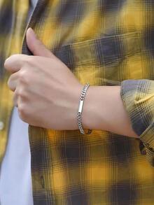 Pulsera de cadena con diseño de eslabones para hombre, regalo de joyería elegante Popular a la moda Simple y elegante para hombres - Plateado - Ver 3