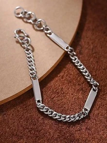 Pulsera de cadena con diseño de eslabones para hombre, regalo de joyería elegante Popular a la moda Simple y elegante para hombres - Plateado - Ver 2