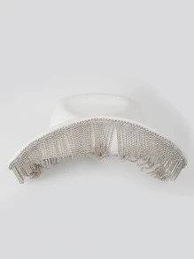 Sombrero cowboy con diamante de imitación con diseño de fleco - Blanco - Ver 5