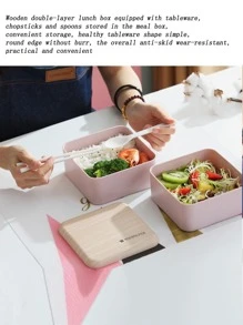 1pc Double Layer Letter Graphic Lunch Box