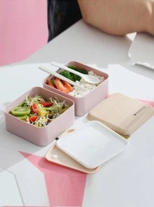 1pc Double Layer Letter Graphic Lunch Box