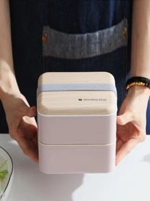 1pc Double Layer Letter Graphic Lunch Box