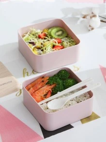 1pc Double Layer Letter Graphic Lunch Box
