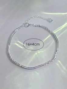 Minimalist Sterling Silver Bracelet - Silver - View 3