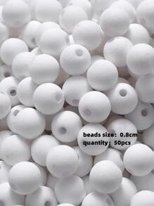 Yiwu Qiyou Accessories Co., LTD 50颗8毫米/0.31英寸亚克力圣诞珠，款式多样，适合制作手链、项链、耳环、钥匙扣和其他DIY珠宝和礼品。 - 白色 - 查看 2