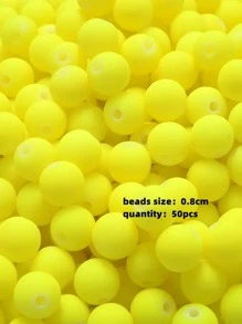 Yiwu Qiyou Accessories Co., LTD 50颗8毫米/0.31英寸亚克力圣诞珠，款式多样，适合制作手链、项链、耳环、钥匙扣和其他DIY珠宝和礼品。 - 黃色 - 查看 2