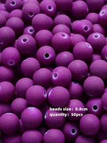 Yiwu Qiyou Accessories Co., LTD 50颗8毫米/0.31英寸亚克力圣诞珠，款式多样，适合制作手链、项链、耳环、钥匙扣和其他DIY珠宝和礼品。 - 紫色 - 查看 2