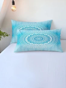 曼陀羅圖案被套套裝，1入組被套和2入組枕套，不含枕芯，現代纖維床上用品套裝，適用於臥室 - 彩色 - 查看 2