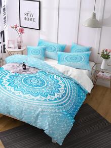 曼陀羅圖案被套套裝，1入組被套和2入組枕套，不含枕芯，現代纖維床上用品套裝，適用於臥室 - 彩色 - 查看 1